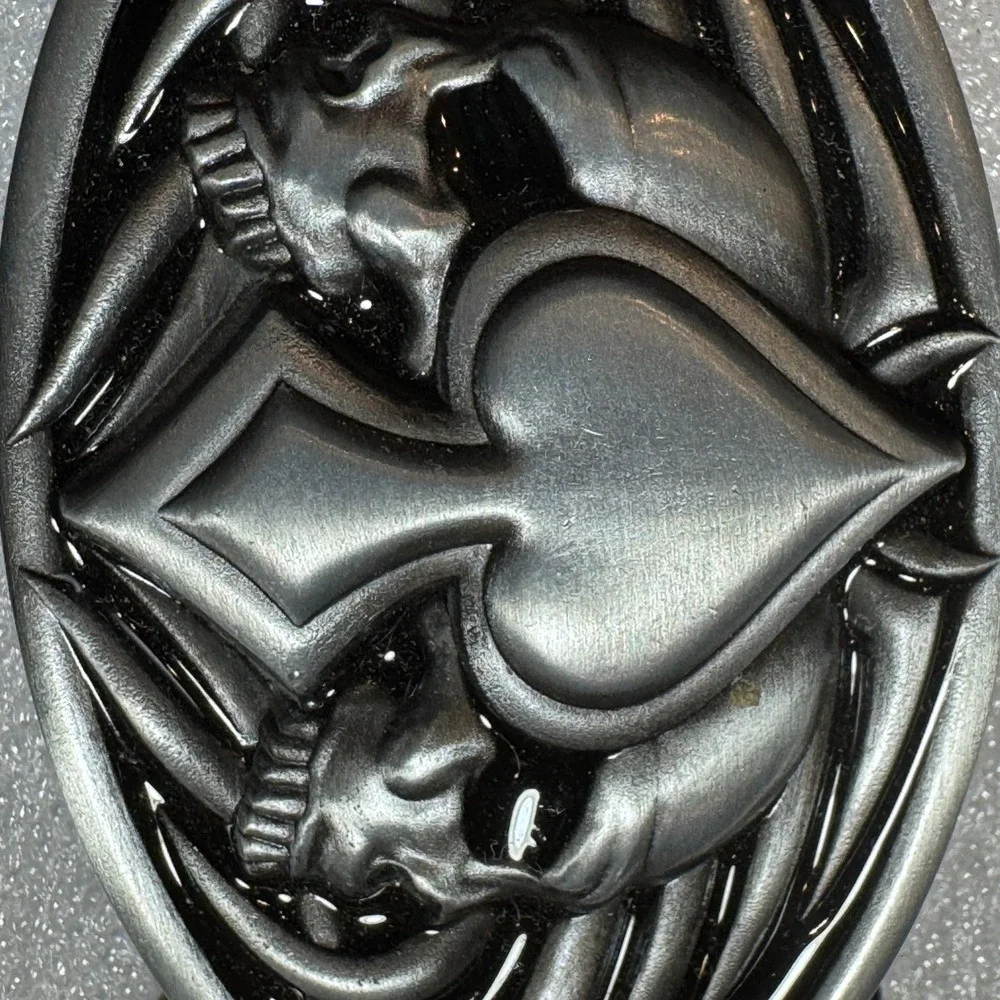 Oval Skull Spade Belt Buckle‎ Pewter Tone Men Women Biker Motorcycle